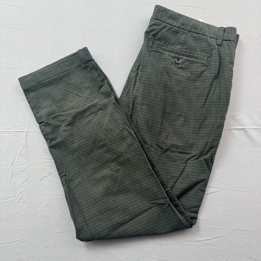 Banana Republic Mens Slim Fit Chinos 36x32 Green Black Houndstooth Micro Check
